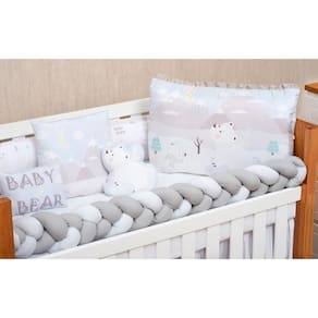Kit Berço 10 Peças Com Enchimento Unisex Ursinho Branco 10P