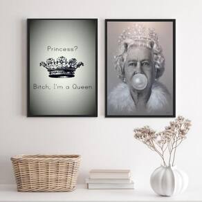 Kit 2 Quadros Im A Queen 45X34Cm Moldura Preta
