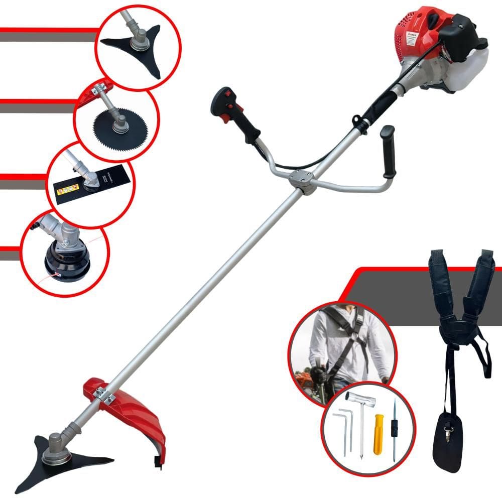 Roçadeira Lateral Anmax CG430P À Gasolina 43cc 2HP 9.000rpm Motor 2T Completa Com Faca 2 Pontas e Carretel + EXTRA Faca 3 Pontas e Faca 80 Dentes