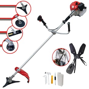 Roçadeira Anmax CG430-P À Gasolina 2T 43cc 2HP 9.000rpm Completa Multifuncional Com Faca 2 Pontas, Faca 3 Pontas, Faca 80 Dentes e Carretel Nylon