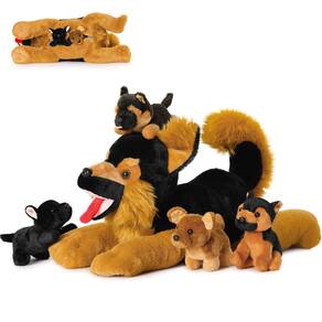 Bichos de pelúcia MaoGolan German Shepherd com 4 bebês de 20 polegadas