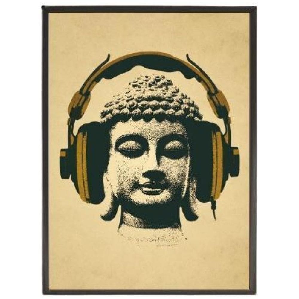 Quadro Decorativo Music Buda 45X34Cm - Madeira Preta
