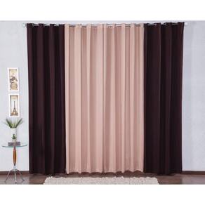 Cortina 300X280 Com Ilhós P Sala Malha Gel - Tabaco/Avelã