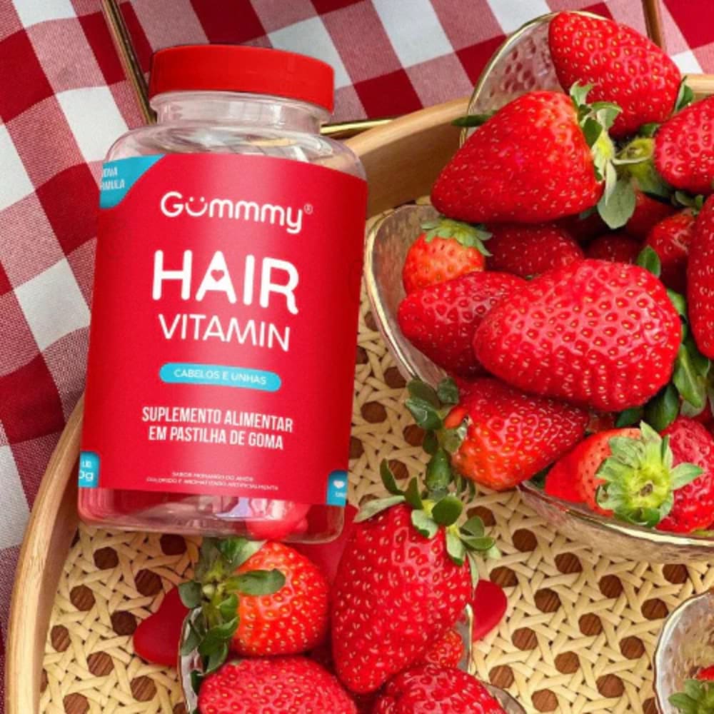 Gummy Hair Vitamin Cabelos e Unhas Morango - 60 unidades - 7896321026637