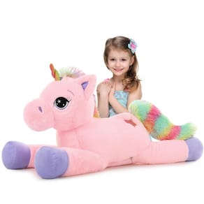 Pelúcia de unicórnio gigante Tezituor, 80 cm, rosa para crianças