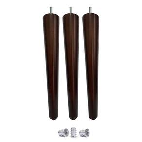 Kit 3 Pé Palito 30Cm Sofá Mesa Marrom Escuro + Bucha