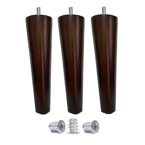 Kit 3 Pé Palito 20Cm Sofá Mesa Marrom Escuro + Bucha
