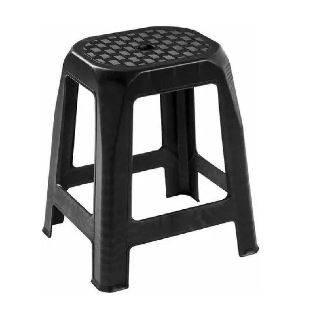 Banco Banqueta Plástica Reforçada 120Kg Preto - Rischioto