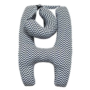 Almofada H De Dormir Para Carro Com Almofada Chevron Marinho