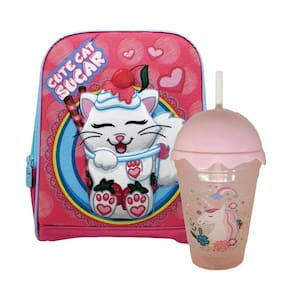 Kit Lancheira Escolar Infantil Colorida Copo Twister Canudo