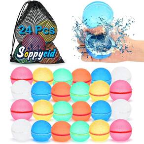 Balões de água 98K reutilizáveis, 24 unidades com bolsa de malha, bola de silicone