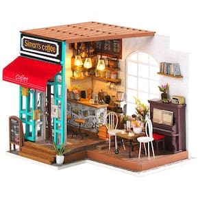 Kit de casa de bonecas em miniatura Rowood Simon`s Coffee em escala 1:24