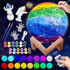 Kit de artesanato Weceit Paint Your Own Moon Lamp 16 cores para crianças