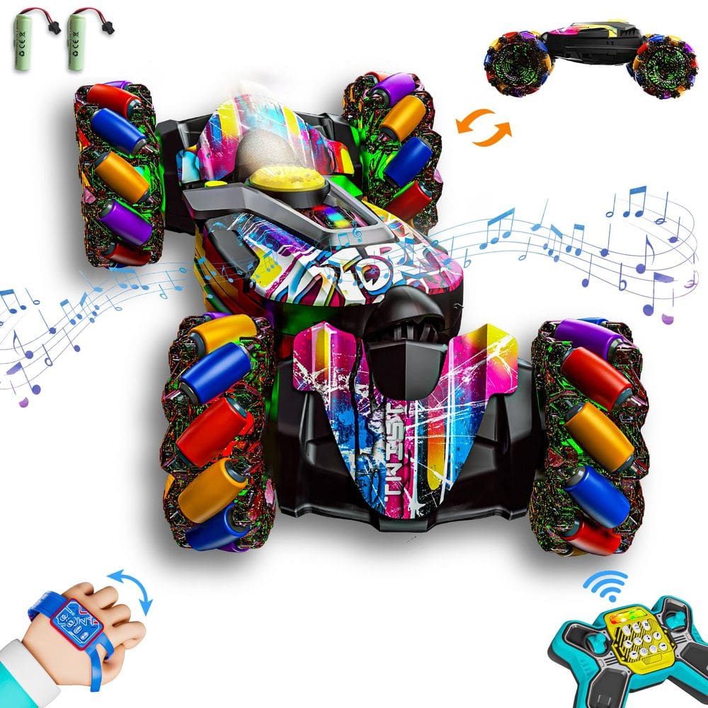 RC Stunt Car UJROQI Gesture Sensing com luzes Music Spray 4WD