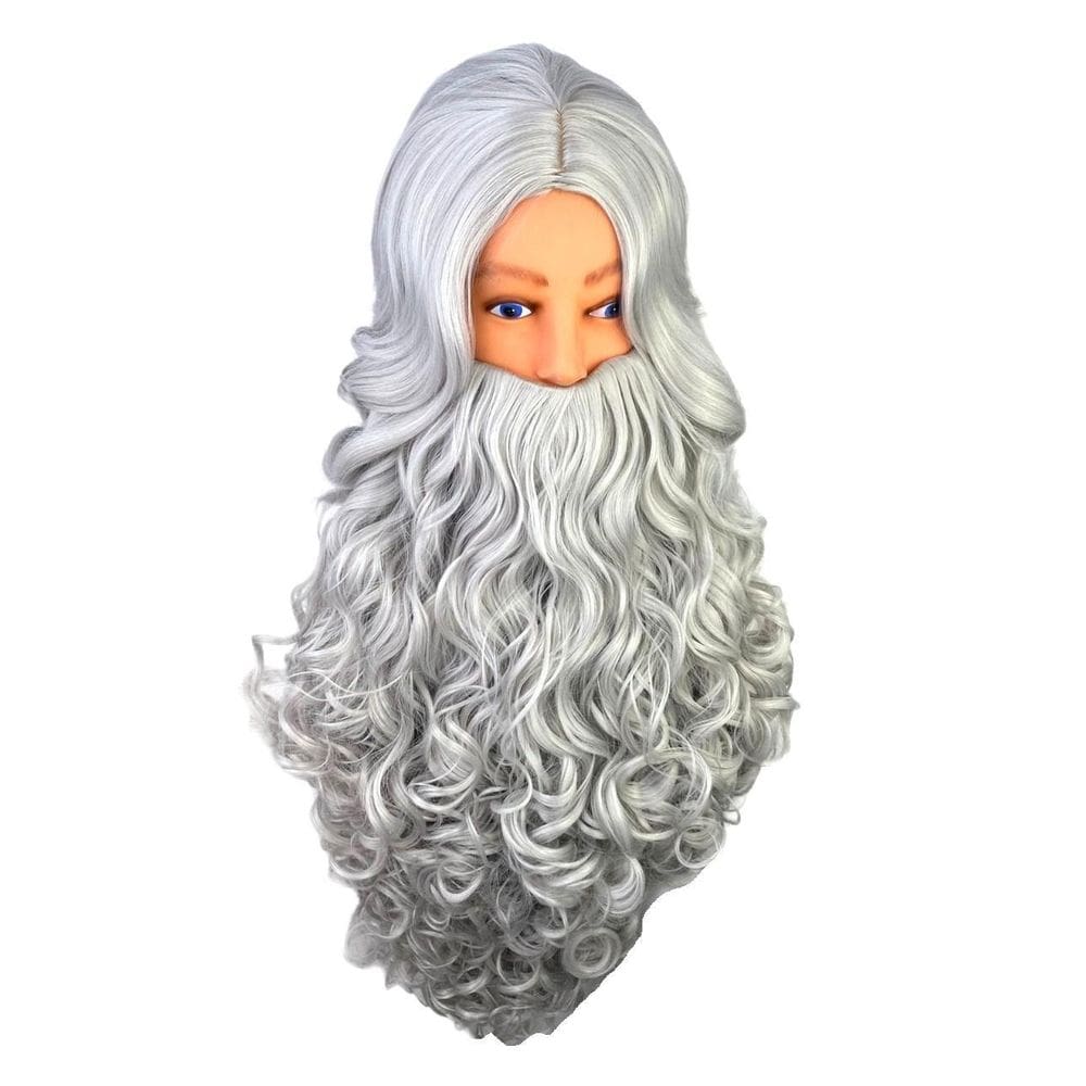 Peruca e Barba Grisalha Moises Noé Isac + | 35cm 75cm Cinza