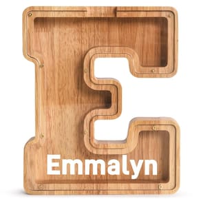 Piggy Bank PrimRend Wooden Letter Money Coin Cash Saving Bank