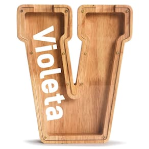 Piggy Bank PrimRend Wooden Letter Money Coin Cash Saving Bank