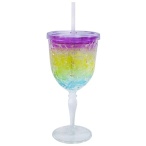 Taça Copo Com Canudo Gel Colorido Congelante 300Ml