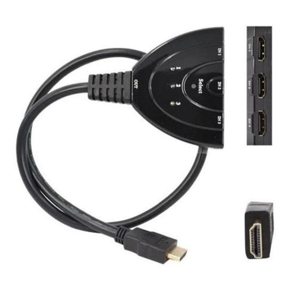 Hub Switch Adaptador Seletor Hdmi 3 Entradas 1 Saida