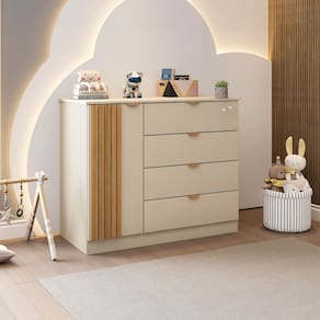 Cômoda Infantil Ripada 4 Gavetas 1 Porta 100 MDF Ayla Phoenix Baby
