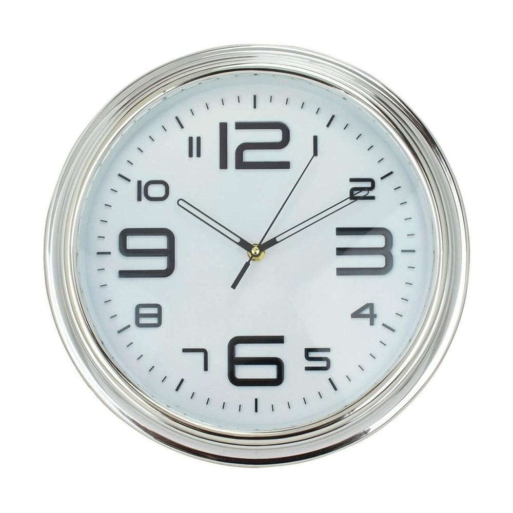 Relógio Parede Redondo Prateado 33X33Cm