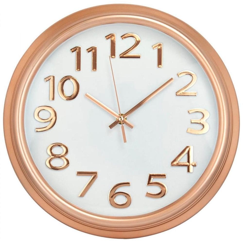 Relógio Parede Redondo Rosê 33X33Cm