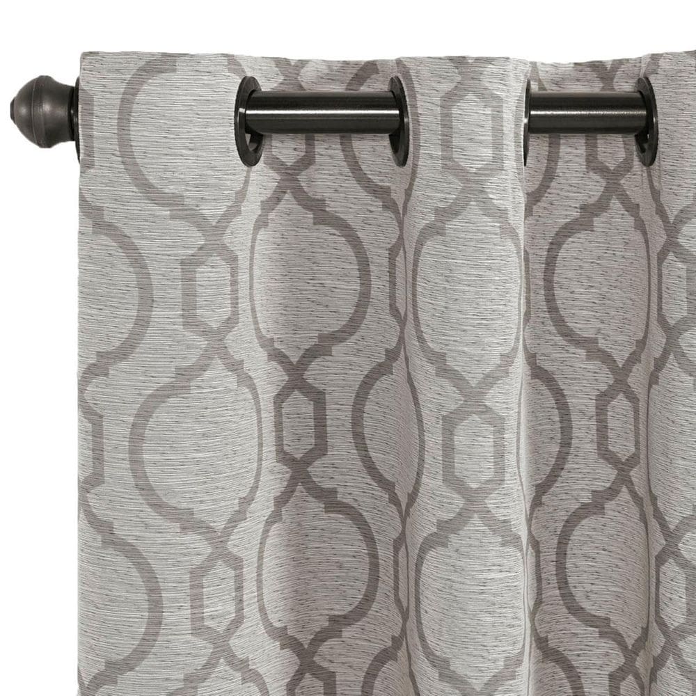 Cortina Rústica Estampada 2,70M X 2,30M Moderna Sala Cinza