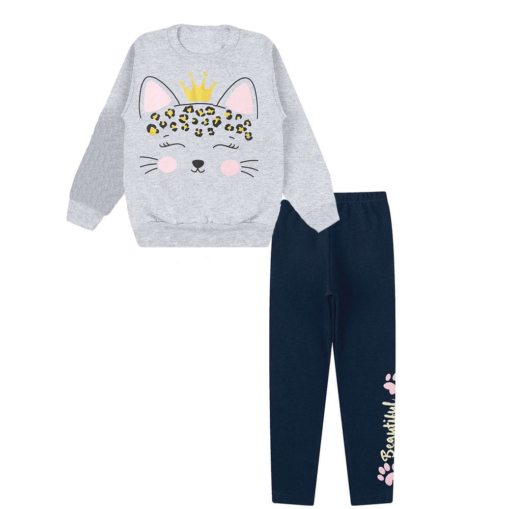 Conjunto Moletom Menina Infantil felpudo Roupa de frio Criança
