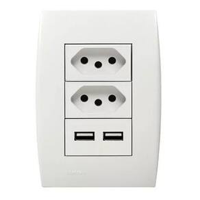 Tomada Dupla Dois Interruptores + 2 Entradas Usb De Parede