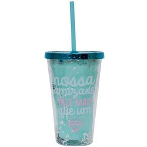 Copo Canudo Verde Nossa Amizade 450Ml - Projeto Kiwi