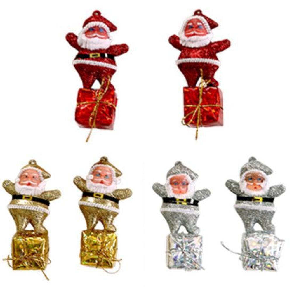 Pendente Papai Noel Com Presente Colors 4 Pecas Na Solapa