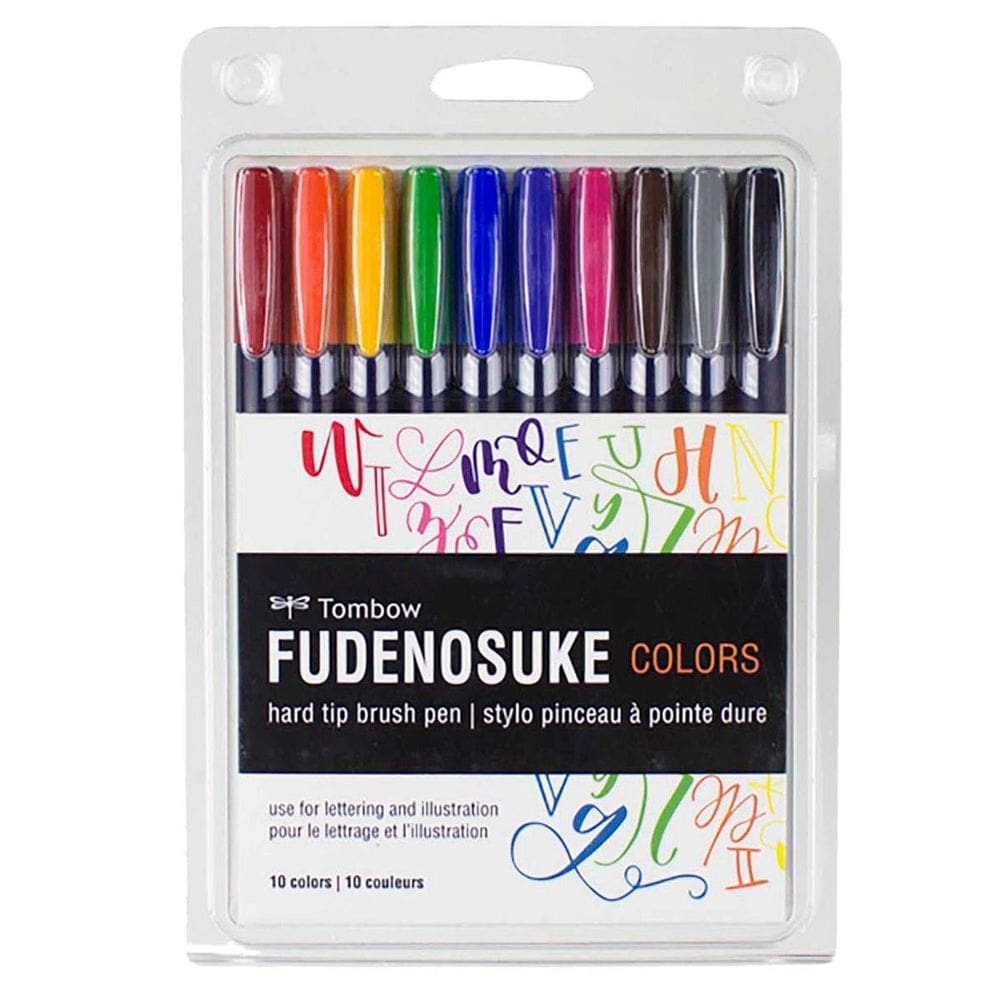 Estojo 10 Cores Caneta Pincel Fudenosuke Tombow Brush Pen