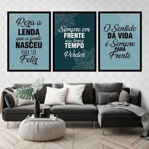 Kit 3 Quadros Não Temos Tempo A Perder 45X34Cm Moldura Preta
