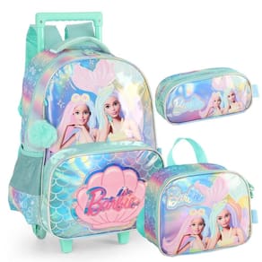 Kit Mochila Rodinhas Holográfica Barbie Sereia - Luxcel
