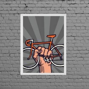Quadro Decorativo Bike Revolution 45X34 C/Vidro - Branca