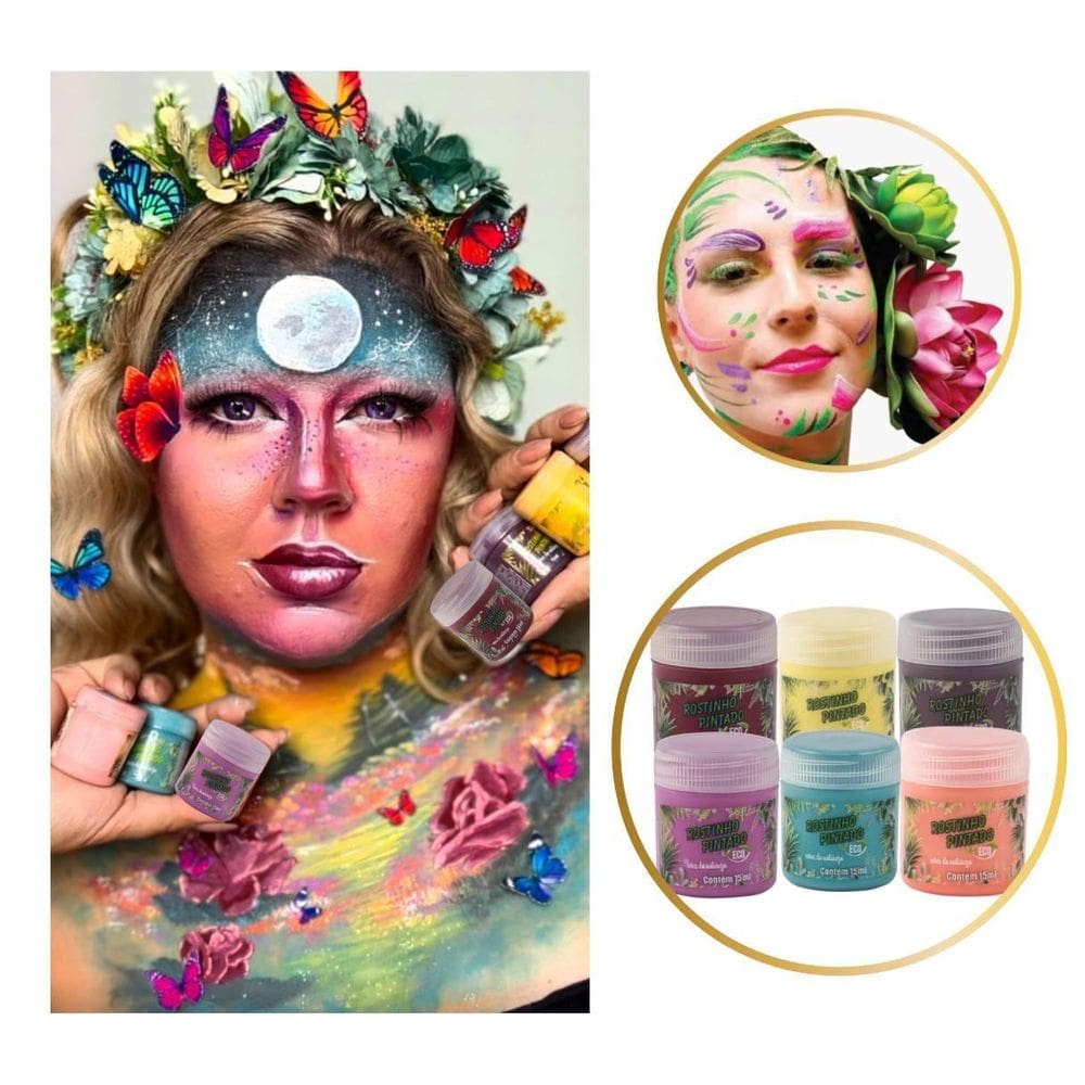 Kit Tinta Cores Da Natureza Maquiagem Artistica Facial Corpo