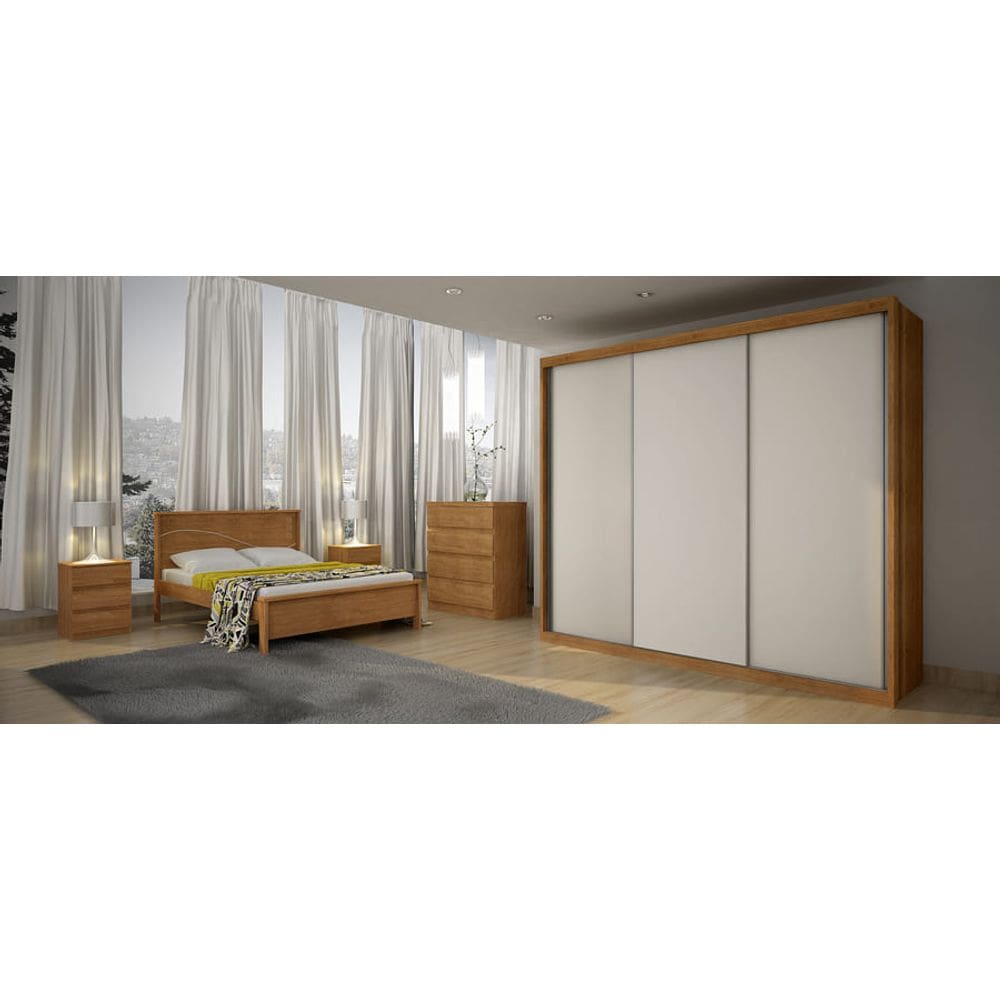 Guarda Roupa Casal 3 Portas 6 Gavetas - Palazzo-Cumaru/Fendi - Móveis Novo Horizonte
