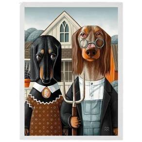 Quadro Senhor E Senhora Dachshund Moldura Branca 24X18Cm