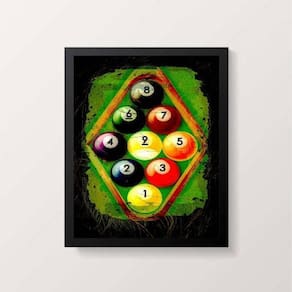 Quadro Decorativo Bolas De Sinuca 45X34Cm Com Vidro Preta