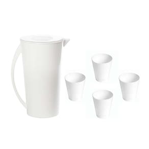 Kit Jarra Fresc Vemplast 1 Jarra 4 Copos Tropical Branco