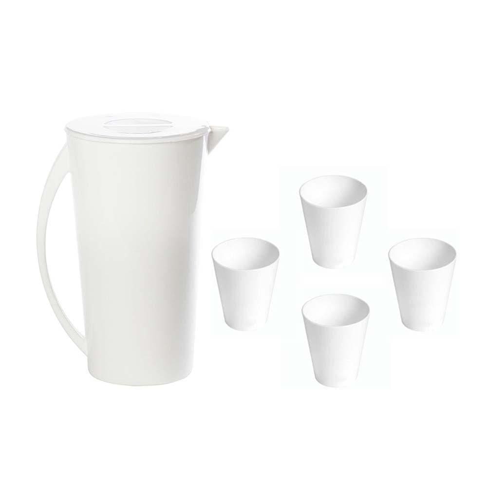 Kit Jarra Fresc Vemplast 1 Jarra 4 Copos Tropical Branco