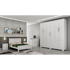Guarda Roupa Solteiro com Pés 6 Portas 6 Gavetas - Encant-Branco - Móveis Novo Horizonte