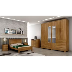Guarda Roupa Solteiro com Espelho com Pés 6 Portas 6 Gavetas - Encant-Cumaru - Móveis Novo Horizonte