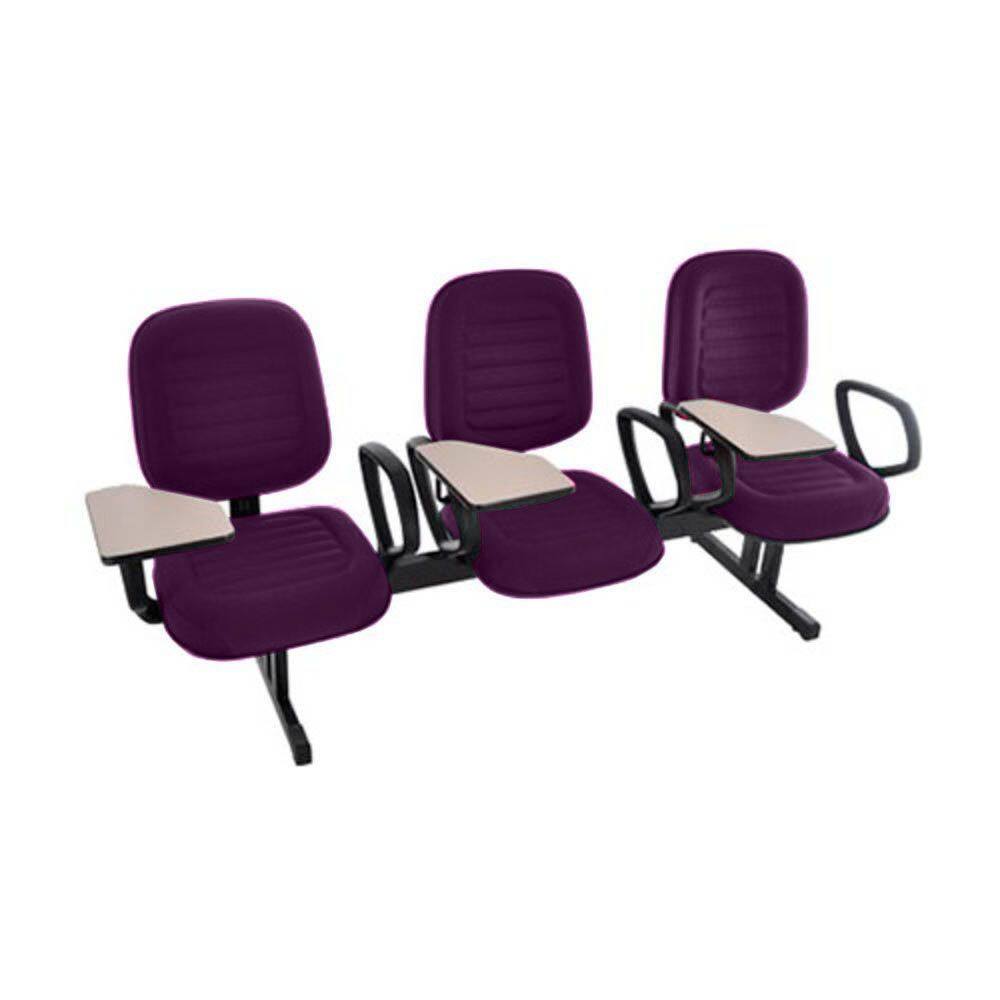 Cadeira Escolar Universitária em Longarina com prancheta para Escolas e Faculdades Linha Blenda Roxo