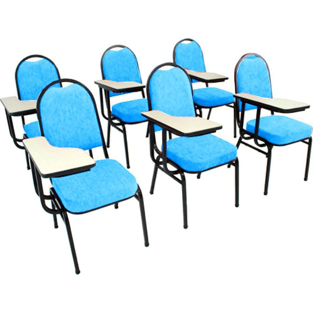 Kit com 6 Cadeiras Universitária para Auditórios Linha Hotel Azul