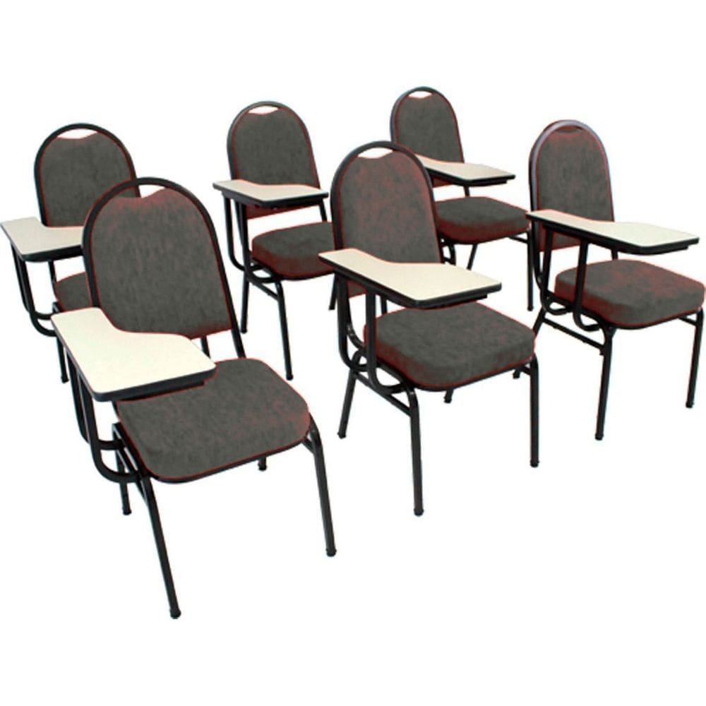 Kit com 6 Cadeiras Universitária para Auditórios Linha Hotel Cinza