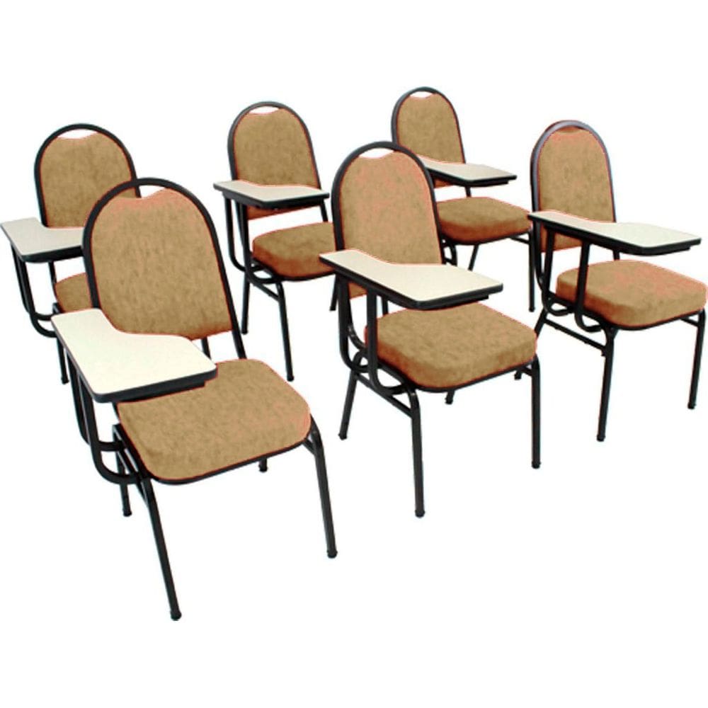 Kit com 6 Cadeiras Universitária para Auditórios Linha Hotel Bege