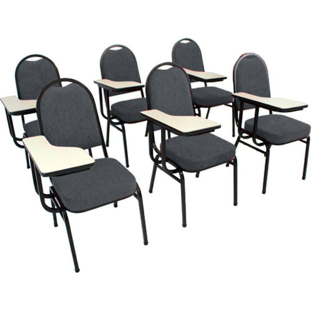 Kit com 6 Cadeiras Universitária para Auditórios Linha Hotel Cinza