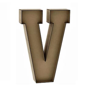Letra Caixa Grande V Mdf 60Cm De Altura Decoração