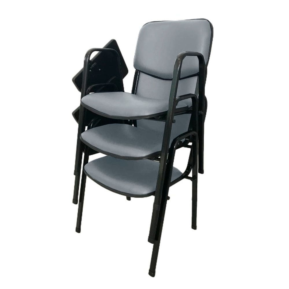 03 Cadeiras Escolar Universitária Linha Hotel Auditório Cinza